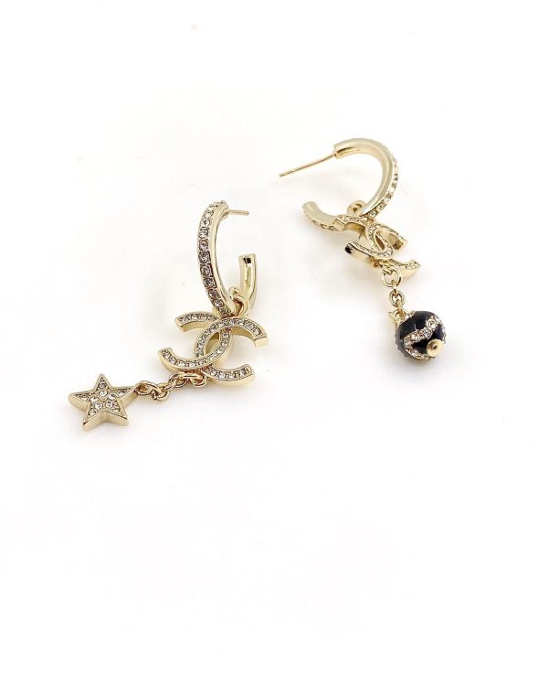 18K CC Star Pearls Pendant Earrings - 图片 8