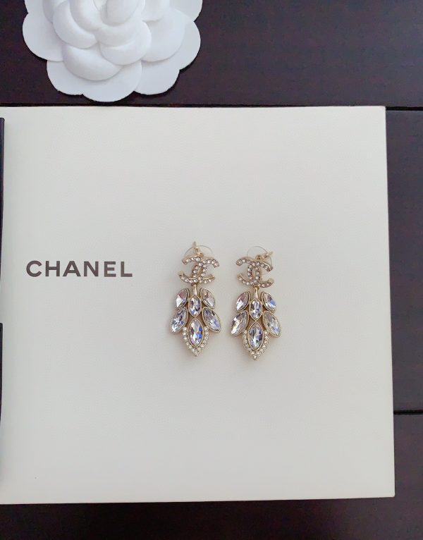 18K CC Crystals Pendant Earrings - 图片 7
