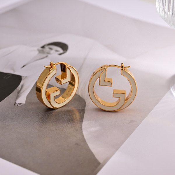 18K Double G Pink Hollow Earrings - 图片 6