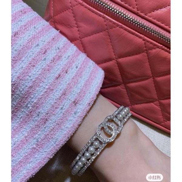 18K CC Pearl Open Cuff Bracelet - Image 6