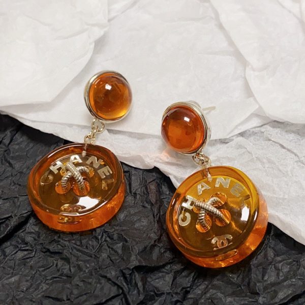 18K CC Orange Pendant Earrings - 图片 8