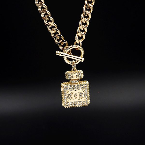 18K CC Diamond Perfume Bottle Pendant Necklace - 图片 9