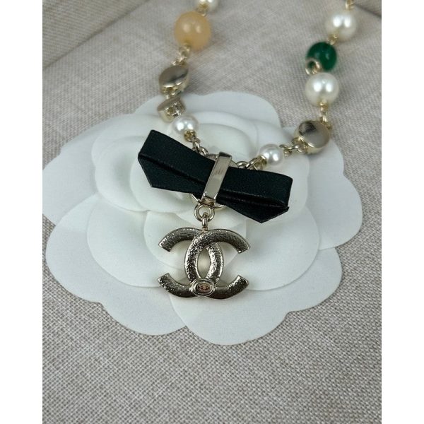 18K CC Crystal Bow Necklace - 图片 8