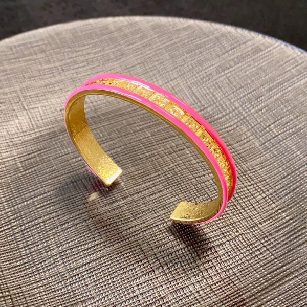 18K CC Pink Open Cuff Bracelet - Image 6