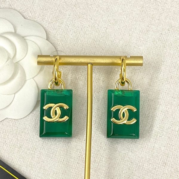 18K CC Green Perfume Bottle Earrings - 图片 2