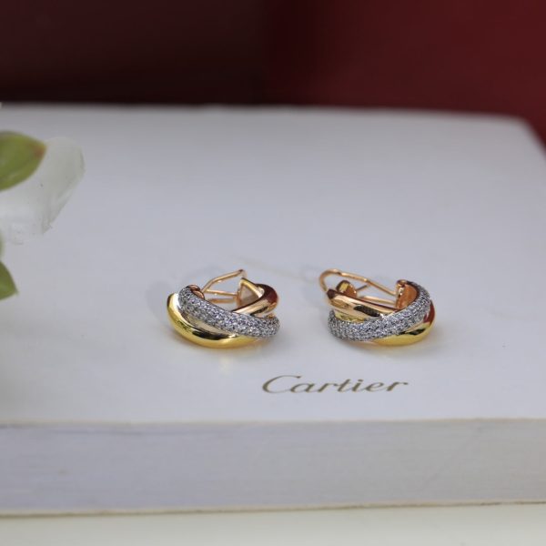 18K Trinity Diamond Earrings - Image 9