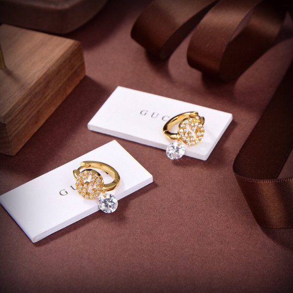 18K Double G Interlocking G Diamond Earrings - 图片 7