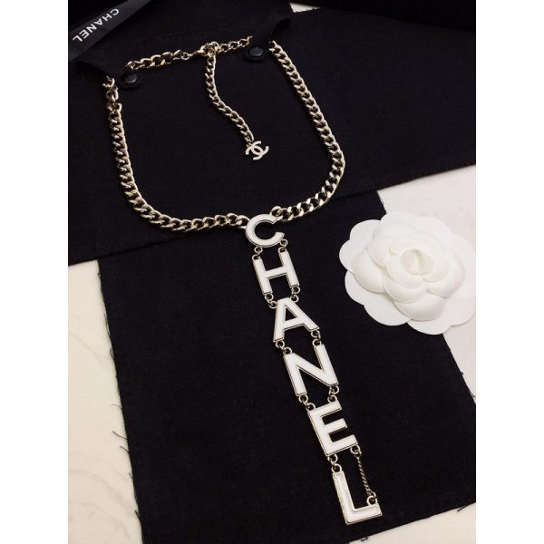 18K CC 22S Big White Logo Necklace - Image 3