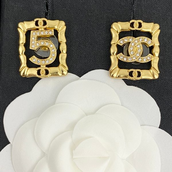 18K CC No.5 Square Diamond Earrings - 图片 7