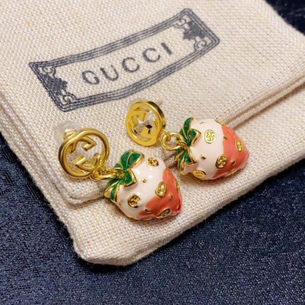 18K Double G Strawberry Earrings - 图片 7