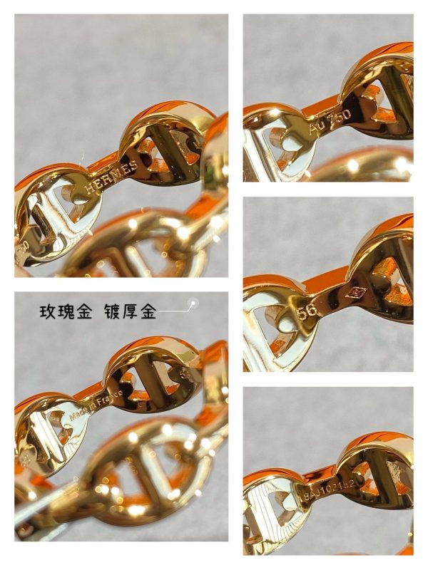 18K Chaine D'Ancre Enchainee H Ring - 图片 8