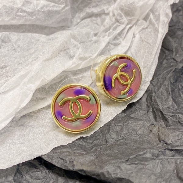 18K CC Colorful Round Earrings - 图片 3