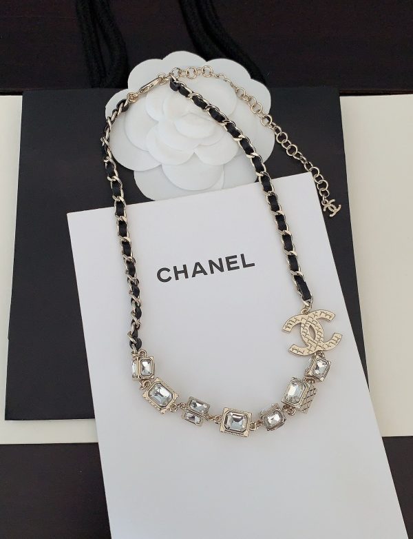 18K CC Square Crystal Choker Necklace - 图片 4