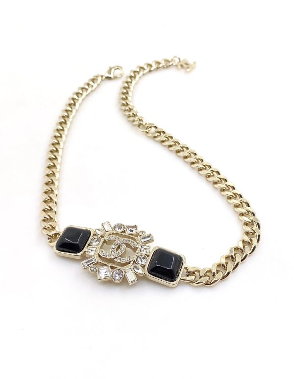 18K CC Black Crystals Chain Necklace - Image 7