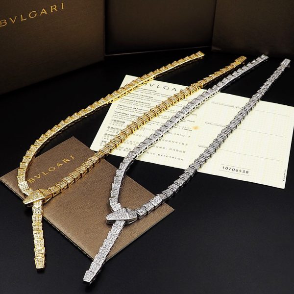 18K BV Serpenti Viper Full Pavé Diamonds Necklace - 图片 11