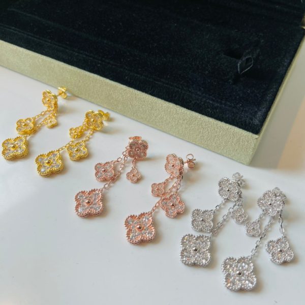 18K Magic Alhambra Four Diamonds Motifs Clover Earrings - 图片 9