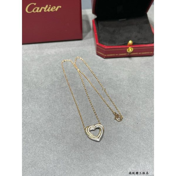 18K Trinity Heart Full Diamond Necklace - 图片 12