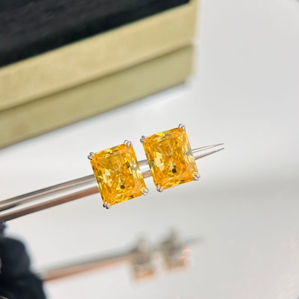 18K T Yellow Crystal Earrings - 图片 5