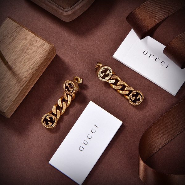 18K Double G Chain Earrings - 图片 6