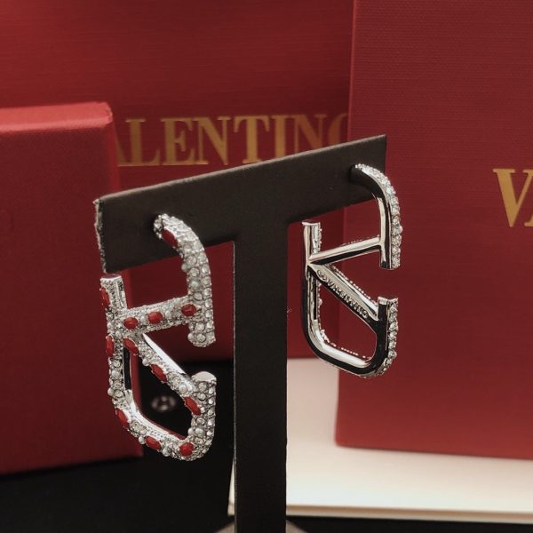 18K Vlogo Red Crystal Earrings - 图片 7