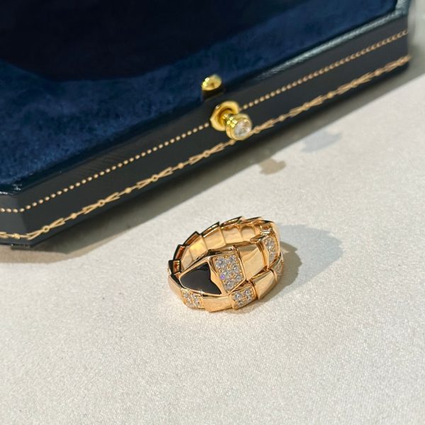 18K BV Serpenti Viper Black Ring - Image 4