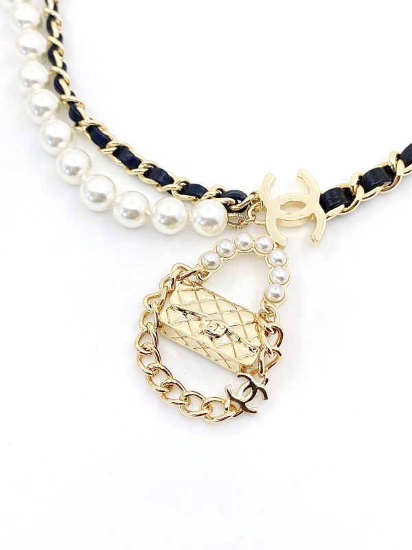 18K CC Pearl Bag Pendant Necklace - 图片 2