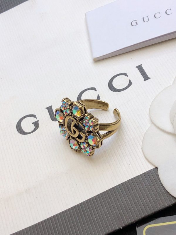 18K Double G Crystal Flower Ring - 图片 4