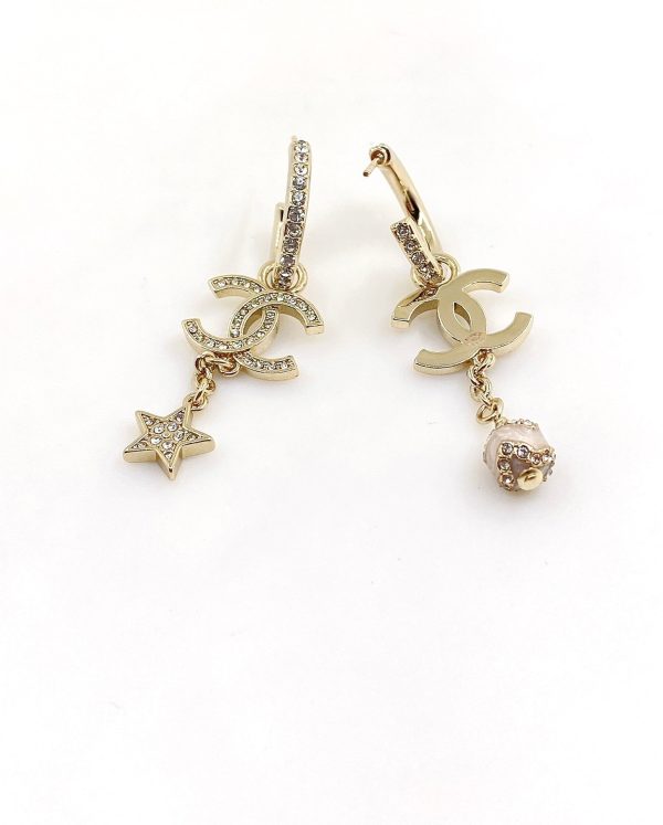 18K CC Star Pearls Pendant Earrings - 图片 6