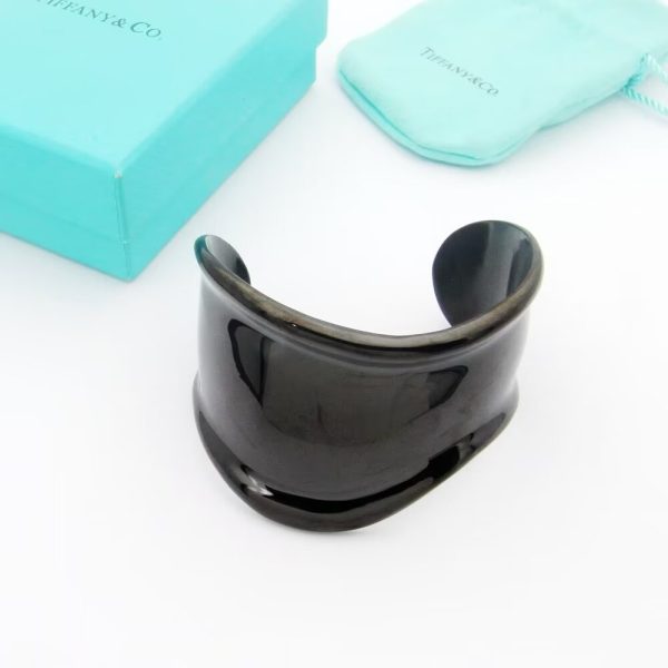 18K T Elsa Peretti Small Bone Cuff Black Bracelet - 图片 9