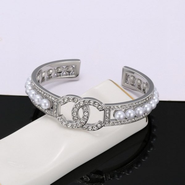 18K CC Pearl Open Cuff Bracelet - Image 7