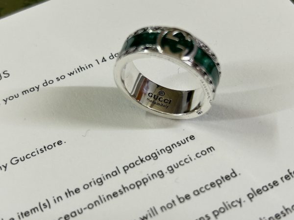 Double G Interlocking G Turquoise Enamel Ring - Image 2