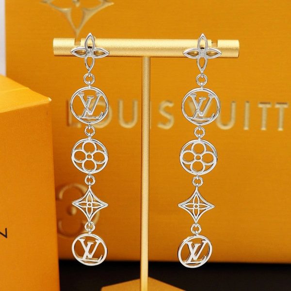 18K Louis Lace Long Earrings - 图片 6