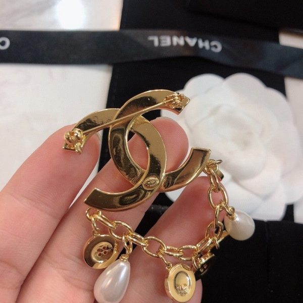 18K CC Pearl Pendant Brooch - 图片 3