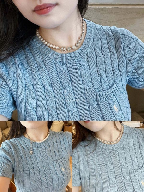 18K CC Pearls Crystals Necklace - 图片 3