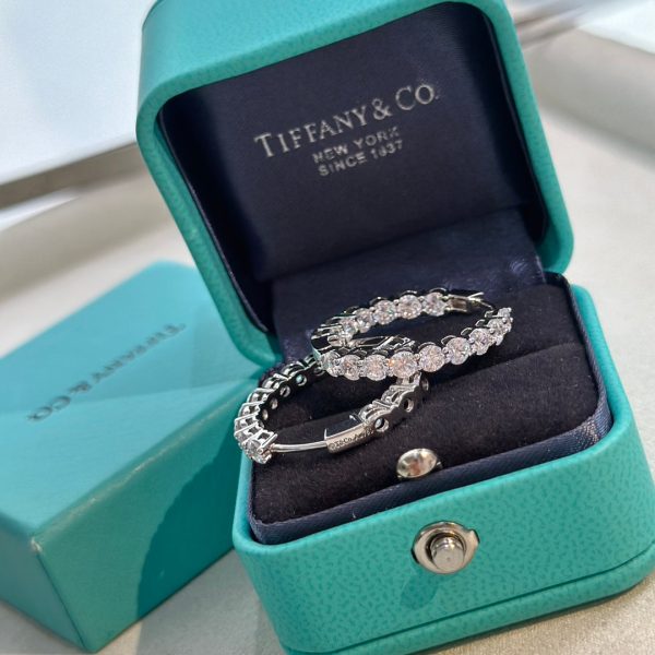18K T Hoop Diamonds Earrings - 图片 8