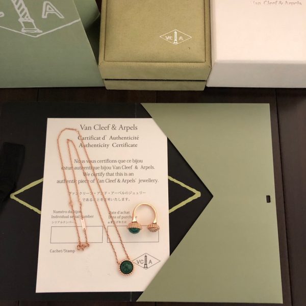 18K Perlée couleurs Malachite Necklace - 图片 6