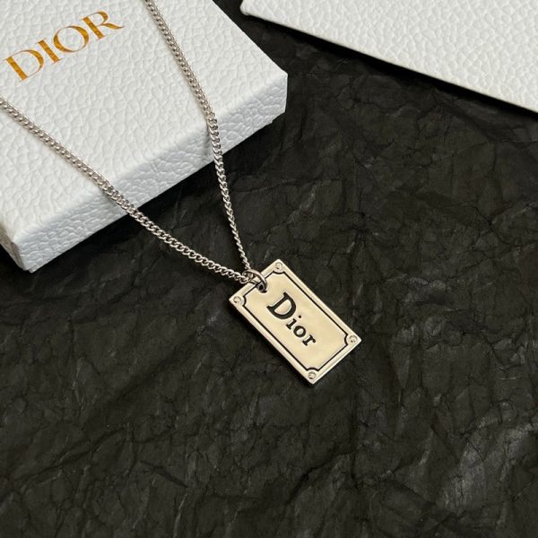 18K CD Oblique Plate Pendant Necklace - 图片 9