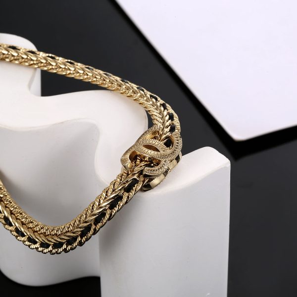 18K CC Strass Chain Choker Necklace - 图片 8