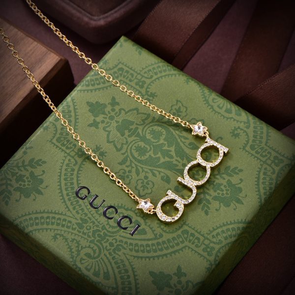 18K Double G Embellished Script Letter Necklace - 图片 8