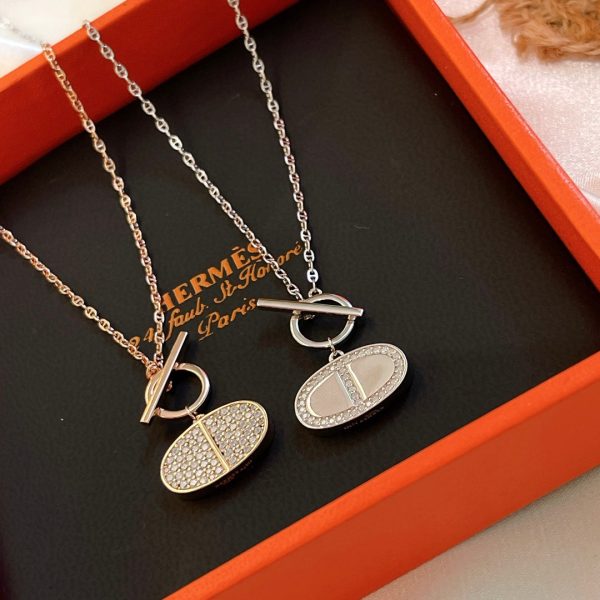18K Chaine D'ancre Contour Pendant H Necklace - 图片 7
