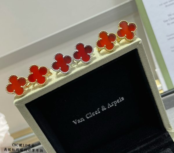 18K Vintage Alhambra Carnelian Earrings - 图片 9