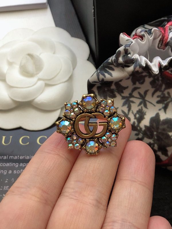 18K Double G Crystal Flower Ring - 图片 5