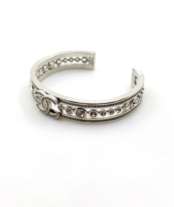 18K CC Cuff Crystals Open Bracelet - Image 8