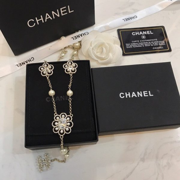 18K CC Flowers Pearl Long Necklace - 图片 8