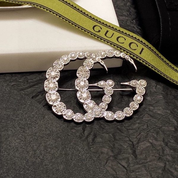 18K Double G Crystal Brooch - Image 7