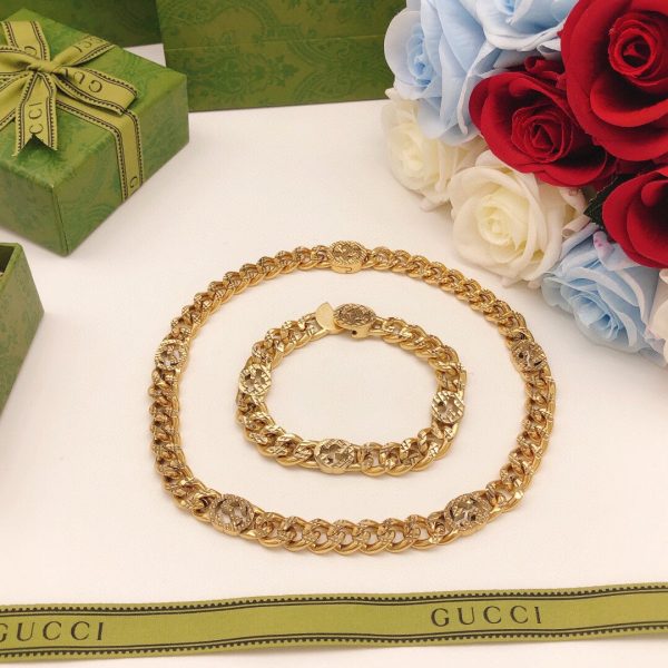 18K Double G Chain Diamond Necklace - 图片 8