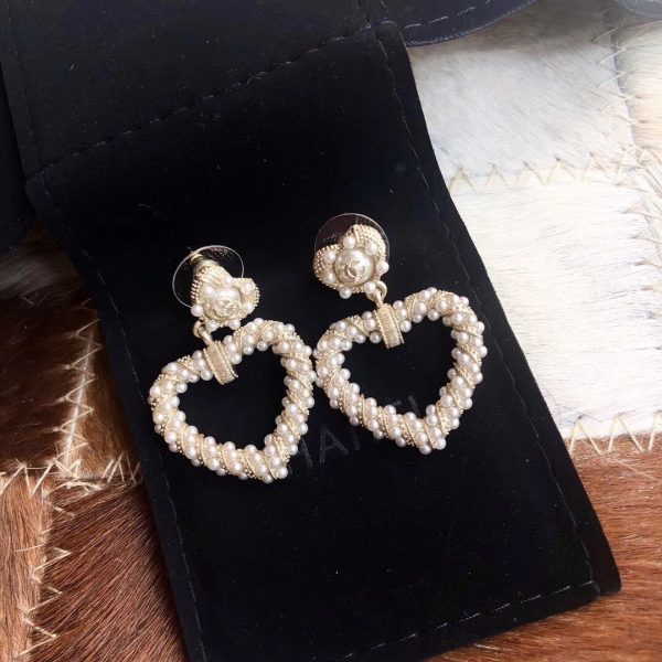 18K CC Heart Pendant Earrings - 图片 8