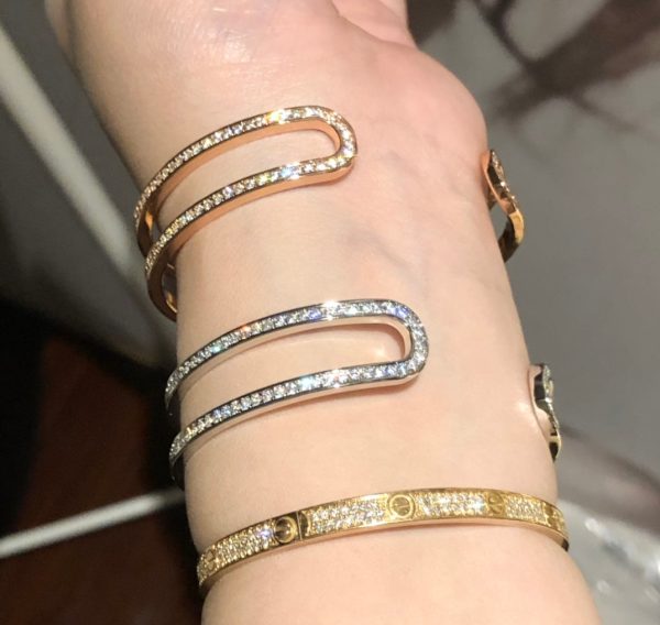 18K Ever Chain D’ancre Cuff Diamond H Bracelet - 图片 12