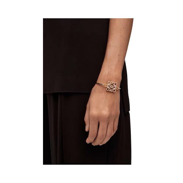 18K Anagram Pave Anagram Open Bracelet - Image 8