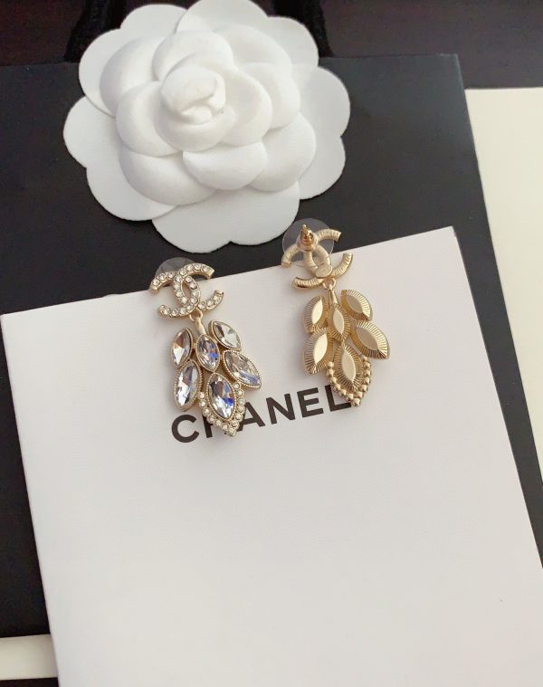 18K CC Crystals Pendant Earrings - 图片 8